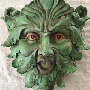 1970s, Celtic Green Man Wall Pocket, Planter. Perfect for bohemian/eclectic.